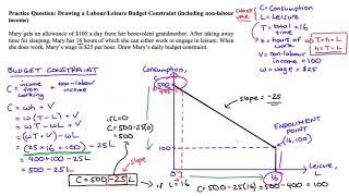 Labour  Leisure Budget Constraint with NonLabour Income Practice Problem [upl. by Eddina]