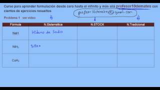 Formulación inorgánica 09 Hidruros metálicos ejercicio resuelto 1 [upl. by Toblat]