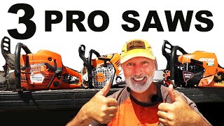 3 PRO SAWS  STIHL vs HUSQVARNA vs ECHO [upl. by Aerdnas633]