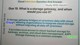 Storage gateway  Part 19 Cloud Interview Question And Answer [upl. by Kee]