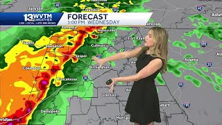 Heavy rain and thunderstorms Wednesday and Thursday Flood watch for Alabama Impact Weather Coo [upl. by Epilef416]