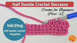 How to Half Double Crochet Decrease  Half Double Crochet 2 Together hdc2tog  Lesson 12 [upl. by Alina]