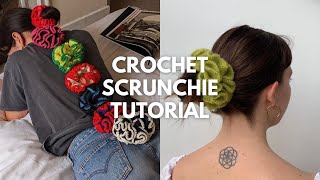 crochet scrunchie tutorial aka the easiest crochet project you will ever do [upl. by Lesirg]