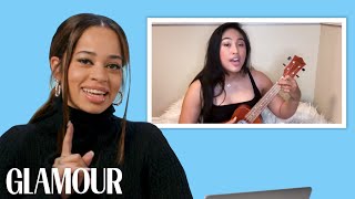 Ella Mai Watches Fan Covers on YouTube  Glamour [upl. by Xad495]