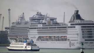 MSC OperaCrown PrincessVenturaCelebrity EclipseQM2 depart Southampton 25513 [upl. by Kazue999]