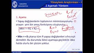 Yöneylem Araştırması 1 Hafta 5 Simpleksİki Aşamalı YöntemYeni Tarz [upl. by Deborah]