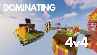 DOMINATING in these SWEATY 4v4 games  UNCUT Hypixel Bedwars [upl. by Lleira]