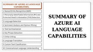 Summary of Azure AI Language Capabilities [upl. by Figone]