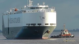 car carrier HÖEGH MAPUTO LAJS7 IMO 9431850 exit Emden with tug assistence RoRo merchant vessel [upl. by Ocana]