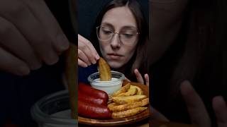 ASMR HONEY GARLIC SAUSAGE SEASONED POTATO WEDGES RANCH DRESSING  WITHOUT TALKING [upl. by Ahtibat]