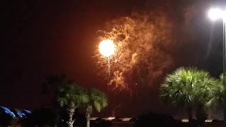 Lightning strikes over fireworks show in Tampa [upl. by Sokram]