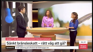 SVT Morgonstudion sep 23  debatt om bensinskatt [upl. by Randy]