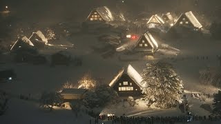 雪の世界遺産「白川郷」がライトアップ [upl. by Martinelli]