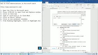 How to find Abbreviations in Microsoft Word [upl. by Yetak]