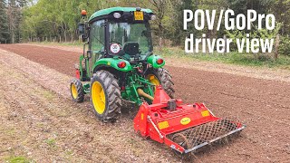 POVGoProdriver view  příprava půdy s John Deere 3038R a půdní frézou Dabaki 120cm [upl. by Burr]