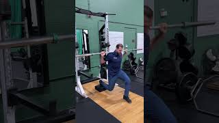 Barbell Back Rack Forward Lunge From Deficit [upl. by Ihsorih]