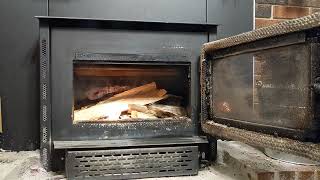 Vogelzang wood burning Fireplace Insert how to use Review [upl. by Aivato463]