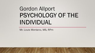 TOP Allport  Psychology of the Individual [upl. by Nerral]