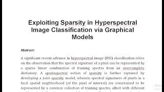 Exploiting Sparsity in Hyperspectral Image Classification via Graphical Models [upl. by Ardnuaek584]