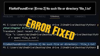 FileNotFoundError Errno 2 No such file or directory file1txt in VS Code [upl. by Neelrac65]