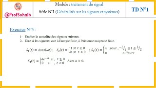 Traitement du signal Série N°1Généralités sur les signaux et systèmes Exercice N°5 [upl. by Michaeu]