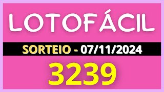 🍀 LOTOFÁCIL SORTEIO 07112024 CONCURSO 3239 [upl. by Juback850]