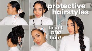 EASY Protective Curly Hairstyles for HAIR GROWTH  TIPS Winter 2022 [upl. by Frendel866]