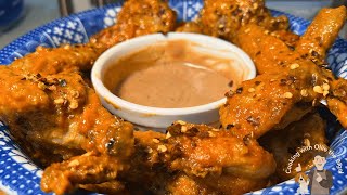 Crispy Air Fryer Chicken Wings with Sriracha  Raising Canes Dip [upl. by Negaem932]