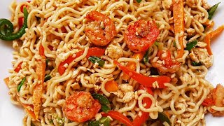 Prawn Noodles with Egg  Chinese StirFried Noodles Recipe [upl. by Auqenes795]