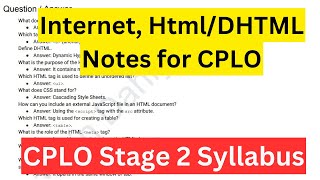 Internet HTMLDHTML Notes For CPLO  CPLO Haryana Stage 2 Notes cplo cplostage2 cplosyllabus [upl. by Zemaj690]