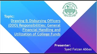 Drawing amp Disbursing Officers DDO Responsibilities Utilization of College Funds [upl. by Eneleahs]