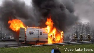 Snelweg dicht wegens brandende bestelbus A1  Barneveld 26 01 2016 [upl. by Enieledam]