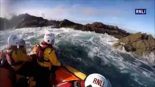 Eyemouth inshore lifeboat conducting veering down training in rough conditions [upl. by Eneloc]