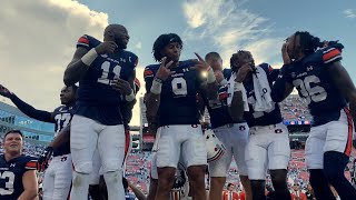 Robby Ashford and teammates celebrate Auburns seasonopening win over UMass [upl. by Yendys]