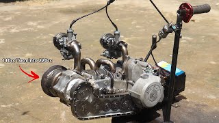 Turn Motorcycle Engine Into 2 Stroke Opposed piston engine Part 2 [upl. by Bum]