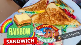 Rainbow cheese sandwich recipe  emmental cheese sandwich recipe  happy cow cheese recipe [upl. by Halie485]