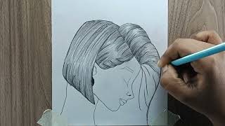 How to Draw  Easy Hairstyle Girl  step by step  Pencil Drawing  Drawing for beginner [upl. by Pippas]