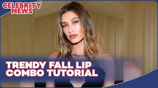 Hailey Biebers Fall Lip Combo Tutorial  Cinnamon Roll Gloss Look [upl. by Jeuz]