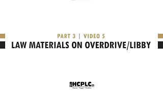 Introduction to Legal Research  Part 3  Video 5  Law Materials on OverDriveLibby [upl. by Htezil]