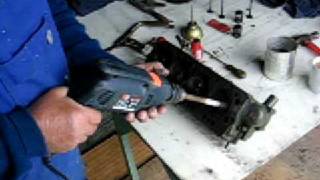 Using a drill to Lap in the Valves on an old Austin A40 Devon head [upl. by Loggia]