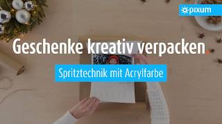 Geschenkpapier kreativ verzieren  Spritztechnik mit Acrylfarbe [upl. by Airtened]