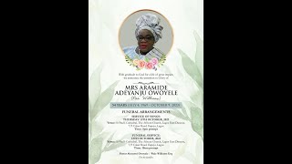 THE SERVICE OF SONGS FOR MRS ARAMIDE ADEYANJU OWOYELE nee Williams [upl. by Nemzzaj]