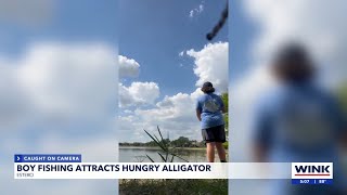 Caught on Camera Alligator chases after teens catch while fishing in Estero [upl. by Aerol]