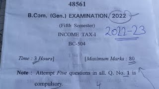 INCOME TAX QUESTION PAPER OF 202223Question paper of Income Tax of IMPORTANT QUESTION OF INCOMETAX [upl. by Limber]