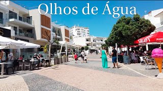 Olhos De Agua walk See the town beach shops amp restaurants Albufeira Portugal 4K [upl. by Eelra148]