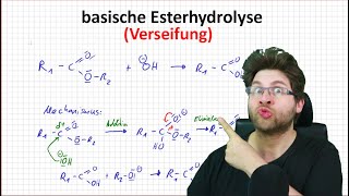 basische Esterhydrolyse  Verseifung  Mechanismus mit Beispiel einfach erklärt  Chemie [upl. by Arrais444]