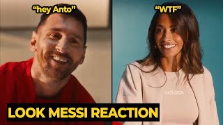 Messis funny reaction teasing Antonela behind the scenes of an Adidas commercial photoshoot [upl. by Aiuoqes]