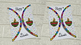 Easy amp Beautiful white paper Diwali Card making DIY Diwali greeting Card Handmade Diwali Card 2024 [upl. by Absa]