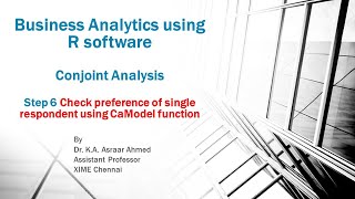 Business Analytics using R for MBAPGDM Conjoint Analysis Step 6 [upl. by Tsuda]