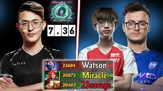 Miracle FIRST GAME in 736 PATCH against RANK1 WATSON [upl. by Emiatej125]